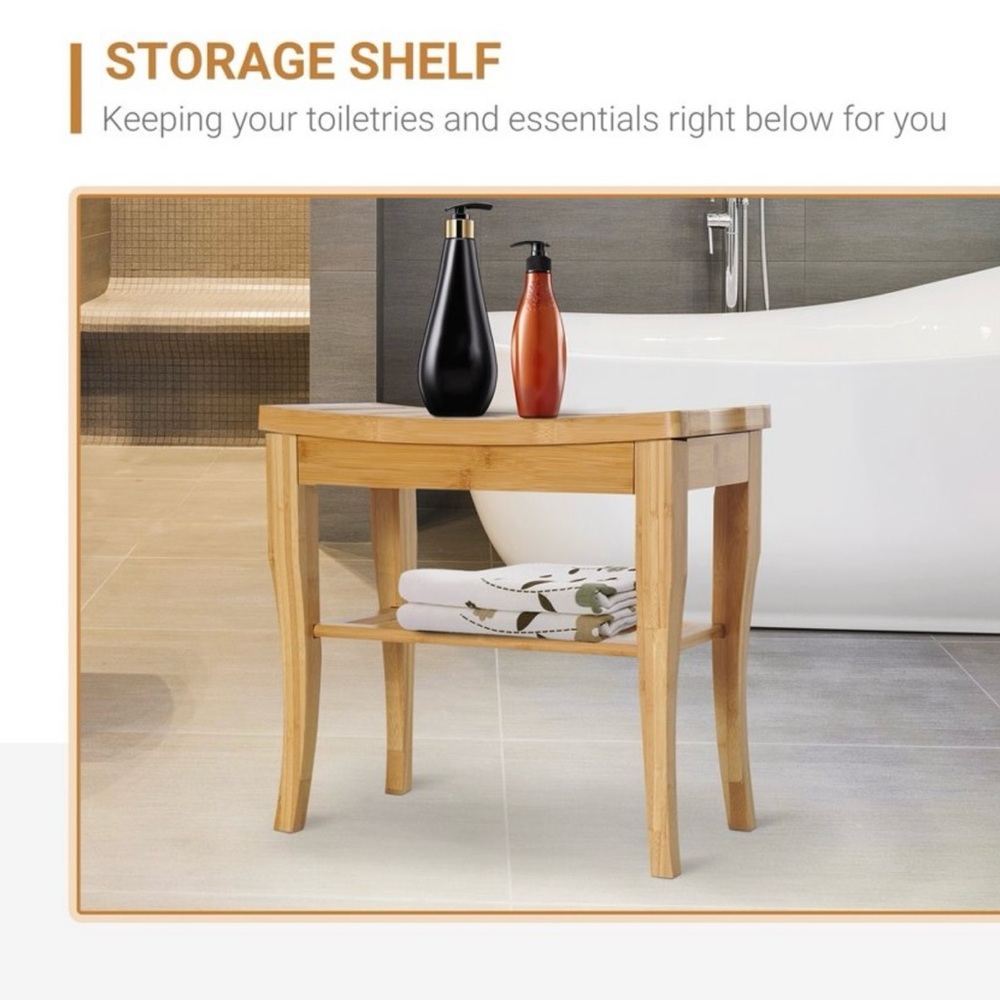 Natural Bamboo Bath Storage Bench - Picture 6 of 8